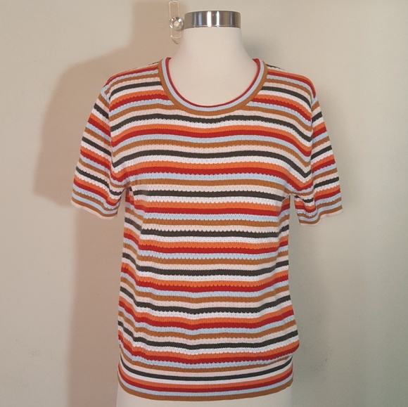 Zara Sweaters - Zara Knit Striped Short Sleeve Sweater